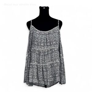 MAURICES Black& White Floral Blouse M, Shoulder-Off Long Sleeves W/Straps NWT